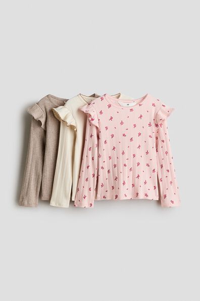 3-pack frilled cotton tops