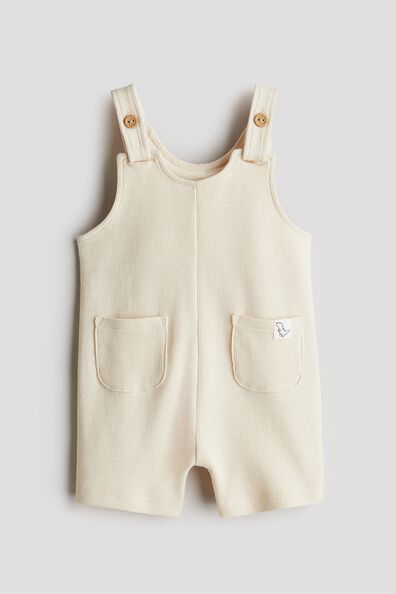 Waffled dungaree shorts