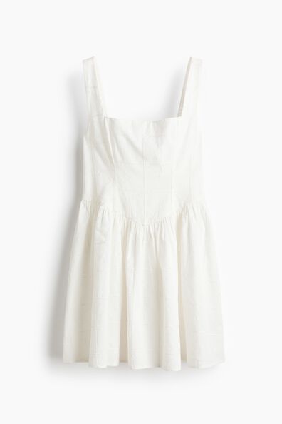 Embroidered flared-skirt dress