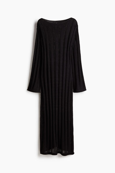 Ladder-stitch-look knitted dress
