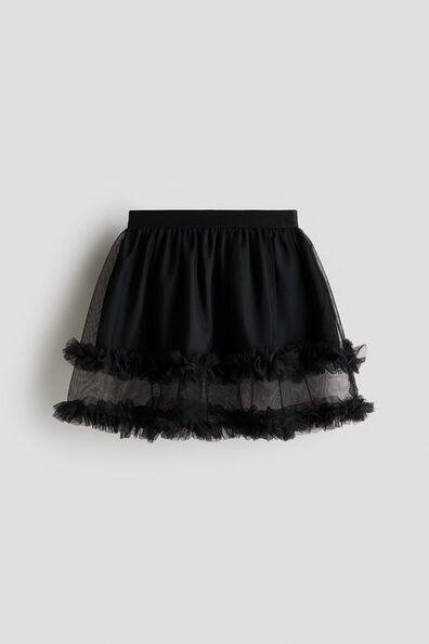 Frill-trimmed tulle skirt