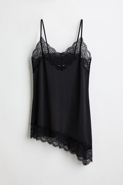 Lace-trimmed strappy top
