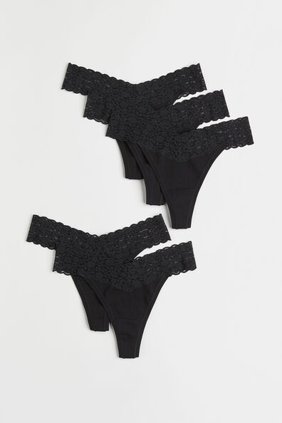 5-pack lace thong briefs