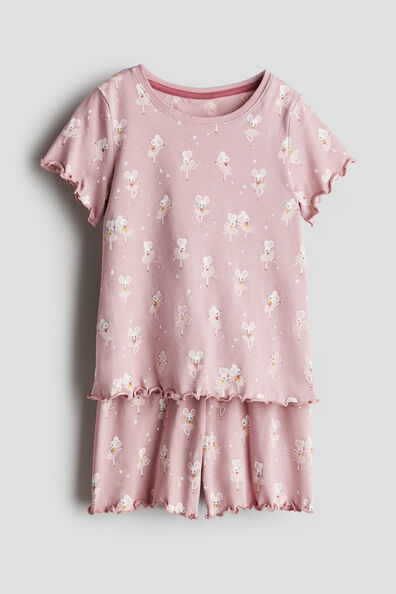 Overlock-detail cotton pyjamas