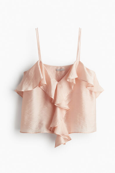 Flounce-trimmed strappy top