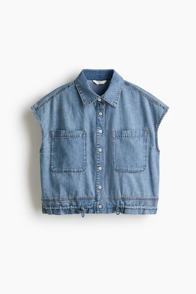 Sleeveless drawstring-detail shirt