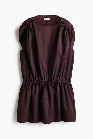 Draped drawstring-detail dress