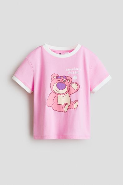 Print-motif cotton T-shirt