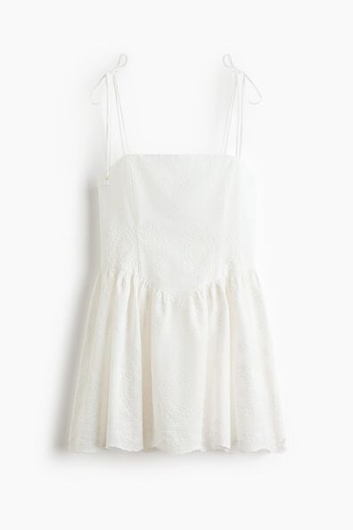 Embroidered flared-skirt dress