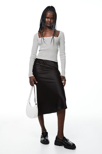 Rib-knit sweetheart-neck top