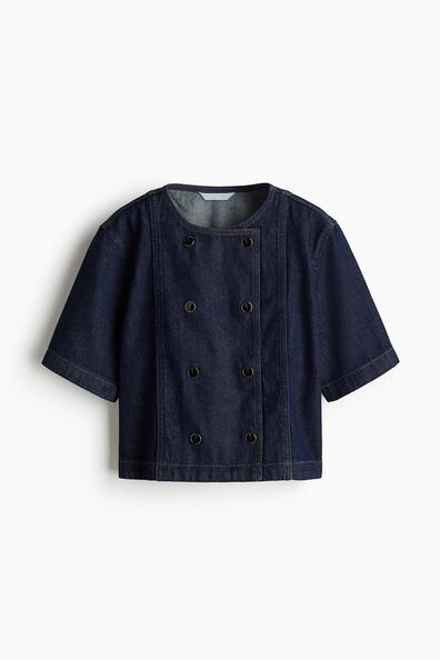 Double-breasted denim shirt