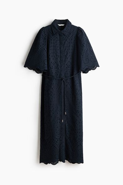 Broderie-anglaise cotton shirt dress