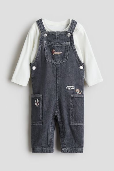 2-piece dungarees and top set