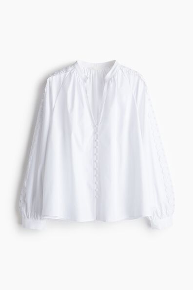Embroidery-detail cotton blouse