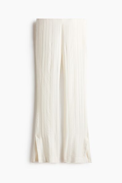 Flared linen-blend trousers