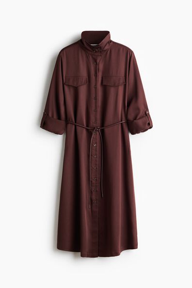 Funnel-collar shirt dress