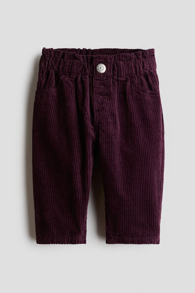 Paper bag corduroy trousers