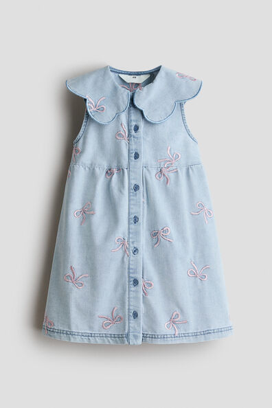 Embroidered denim shirt dress