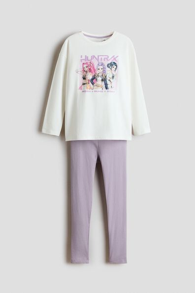 Print-motif cotton pyjamas
