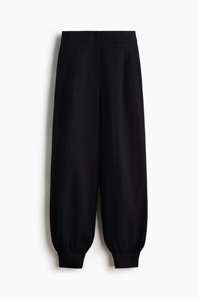 Balloon-leg twill trousers
