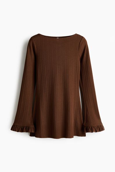 Long rib-knit top