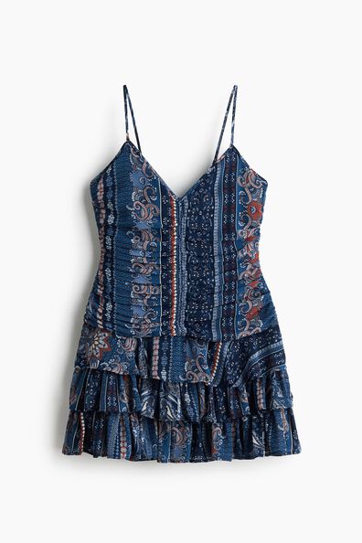Flared-skirt strappy dress