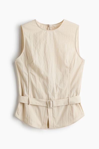 Sleeveless belt-detail top