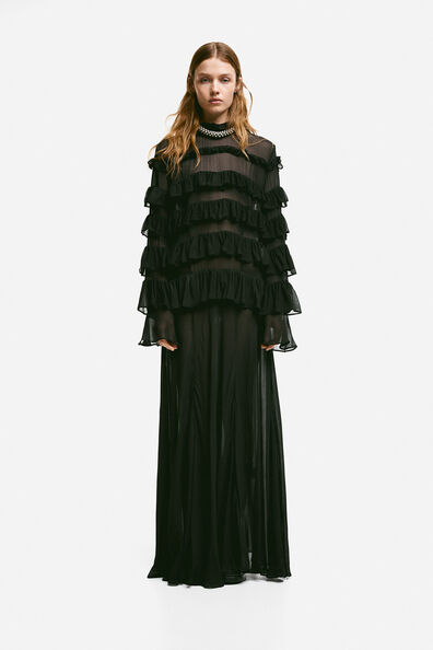 Frill-trimmed maxi dress