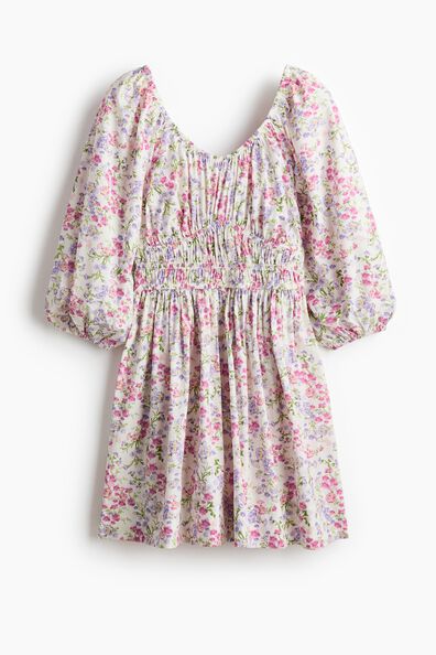 Flared-skirt cotton dress