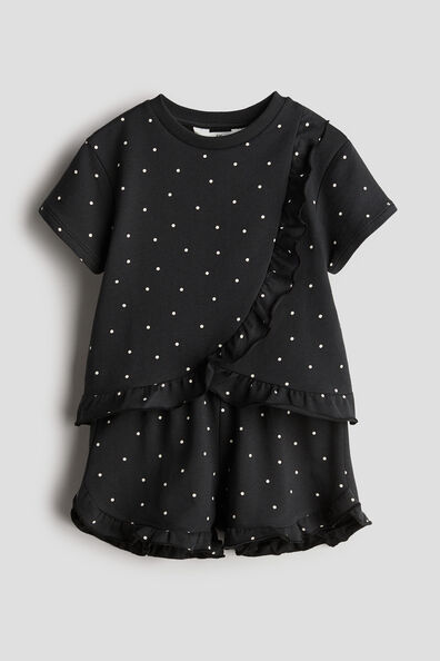 2-piece frill-trimmed sweatshirt set