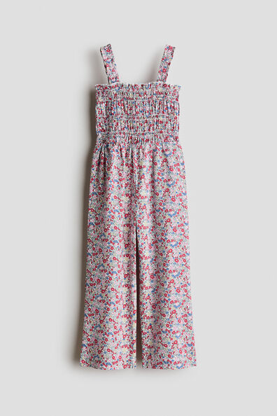 Smocked cotton jumpsuit