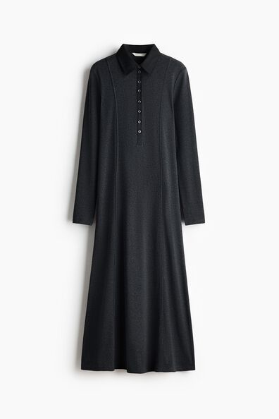 Fine-knit polo dress