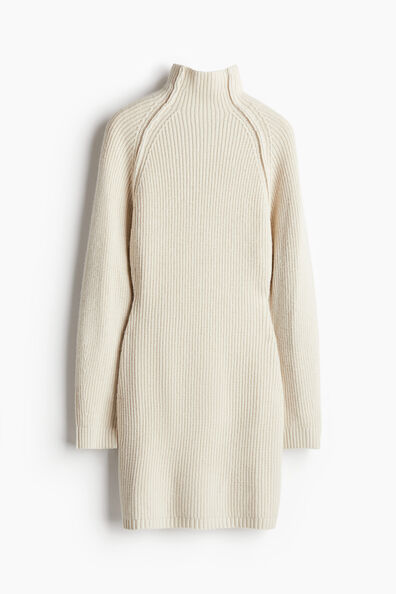 Rib-knit turtleneck dress