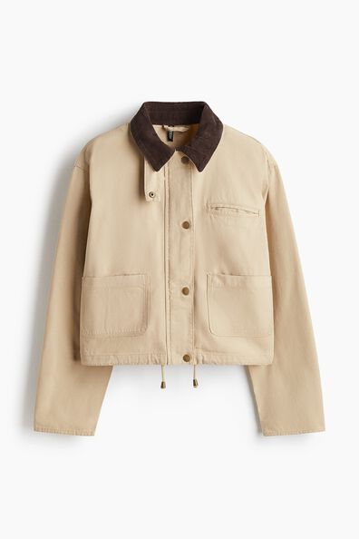 Corduroy-collar canvas jacket