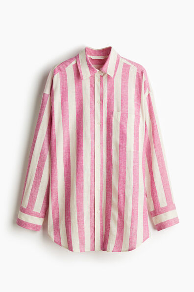 Oversized linen-blend shirt