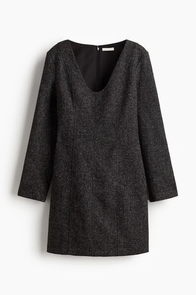 Long-sleeved bouclé dress