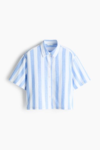 Oversized linen-blend shirt