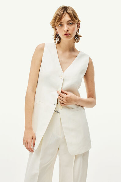 Linen-blend suit waistcoat