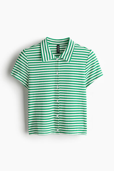 Ribbed short-sleeved shirt