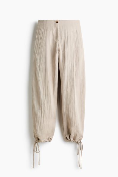 Crinkled barrel-leg trousers