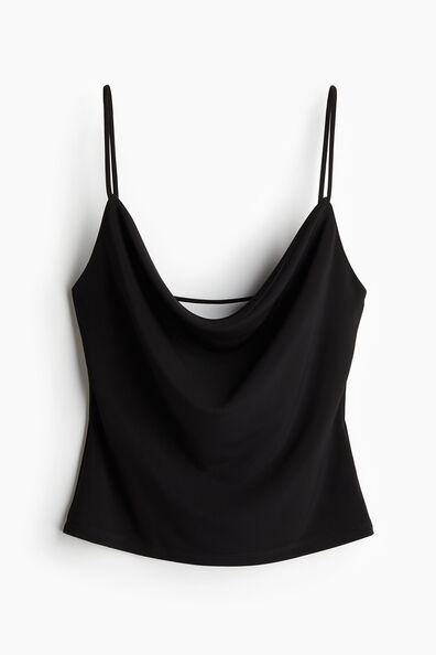 Cowl-neck strappy top