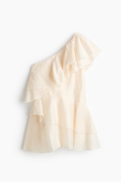 Flounced one-shoulder dress