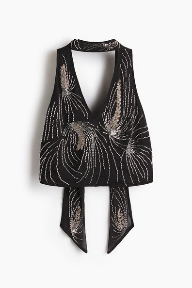 Embellished halterneck top