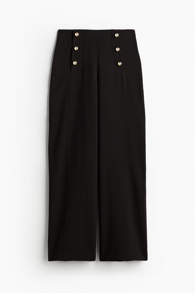 Button-front twill trousers