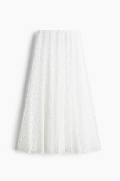 Embroidered mesh skirt