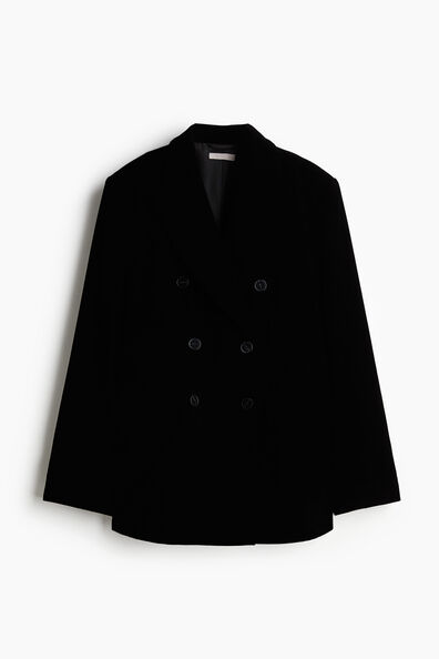 Double-breasted velvet blazer