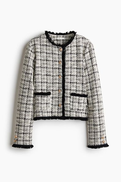 Fringed bouclé-knit jacket