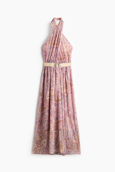 Belted halterneck dress