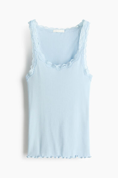 Lace-trimmed viscose-blend vest top