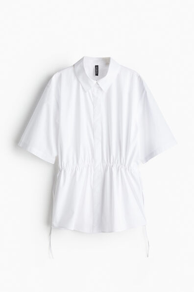 Drawstring-detail cotton shirt
